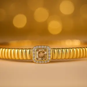 Elegant Gold-Plated Bracelet with Crystal-Studded Centerpiece